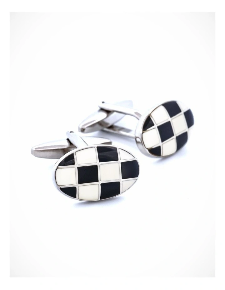 Black White Enamel Cufflinks image 1