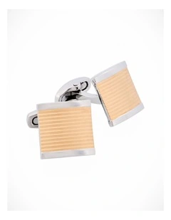 Stainless Steel &Ion Plated Matt Striped Cufflinks