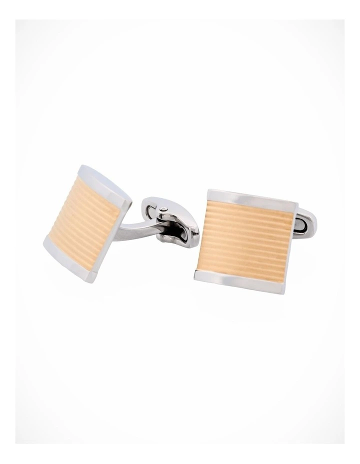 Stainless Steel &Ion Plated Matt Striped Cufflinks image 2