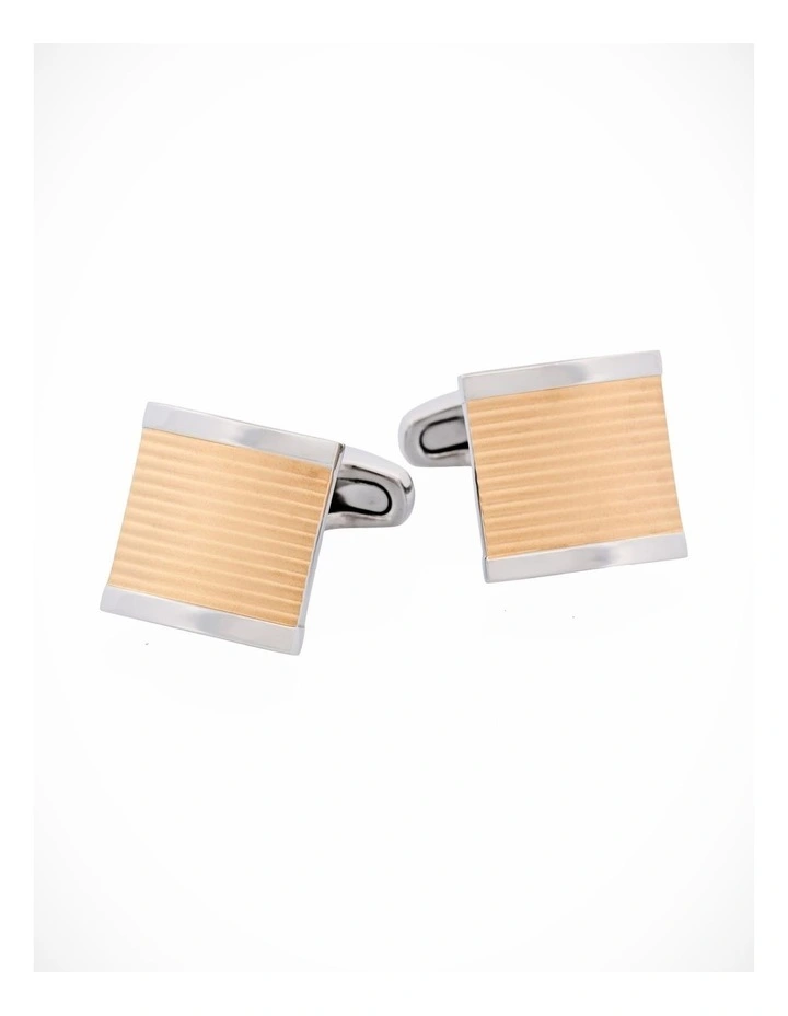 Stainless Steel &Ion Plated Matt Striped Cufflinks image 3