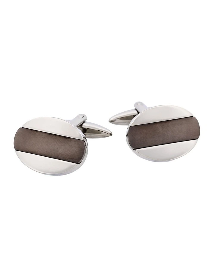 Stainless Steel &Ion Plated Gun Metal Centered Cufflinks image 1