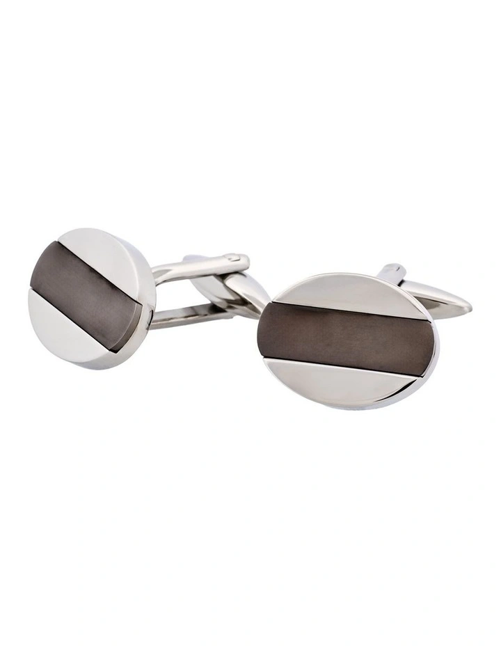 Stainless Steel &Ion Plated Gun Metal Centered Cufflinks image 3