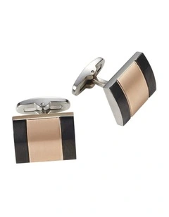 Ion Plated Polished Black & Brushed Rose Gold Cufflinks