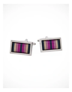 Purple Enamel Barcode Patterned Cufflinks
