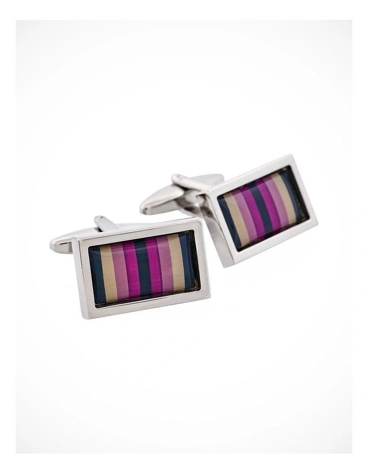 Purple Enamel Barcode Patterned Cufflinks image 2