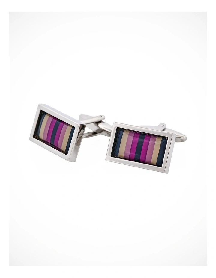 Purple Enamel Barcode Patterned Cufflinks image 3