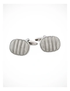 Polished Rhodium Plated Square Cufflinks with Black & Lavender Checkered Enamel