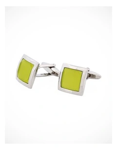 Lime Green Cats Eye Square Cufflinks