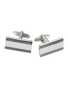 Brushed & Polished Stainless Steel Rectangle Cufflinks