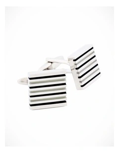 Black White Striped Cufflinks