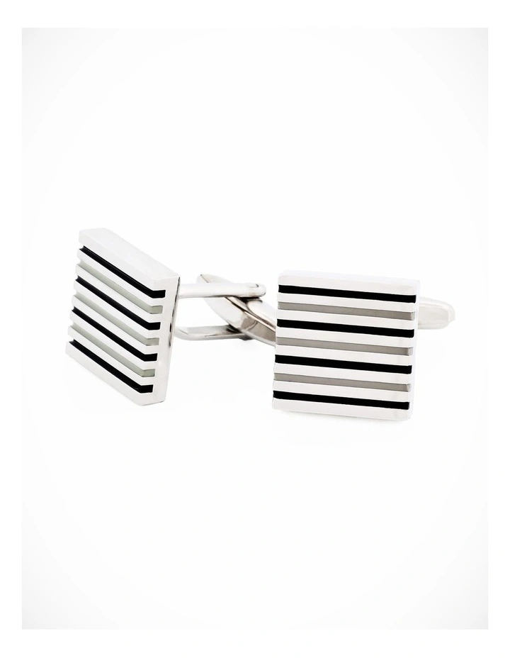 Black White Striped Cufflinks image 2