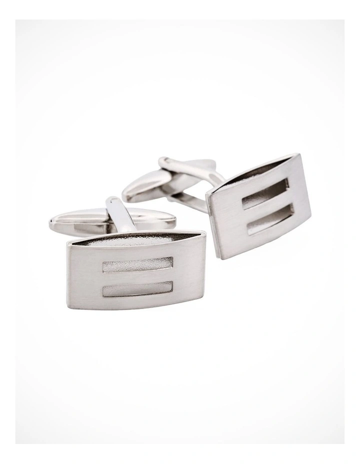 Brushed Rhodium Plated Cufflinks image 1