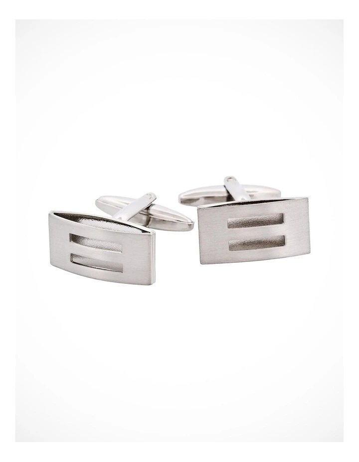 Brushed Rhodium Plated Cufflinks image 2