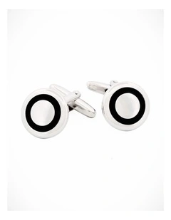 Rhodium Cufflinks Black Enemal