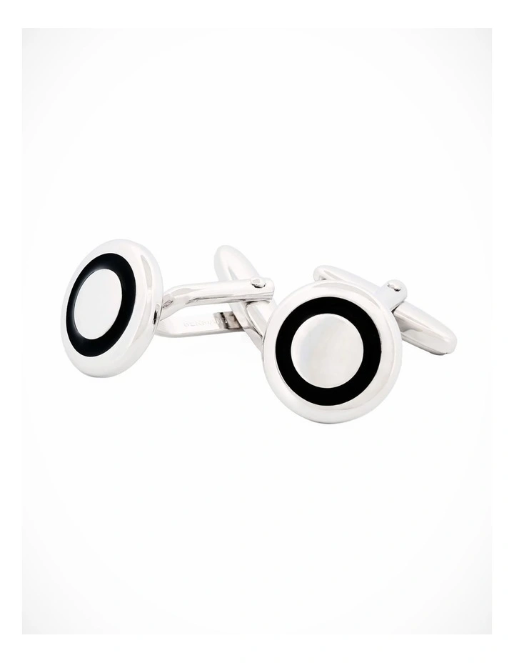 Rhodium Cufflinks Black Enemal image 3