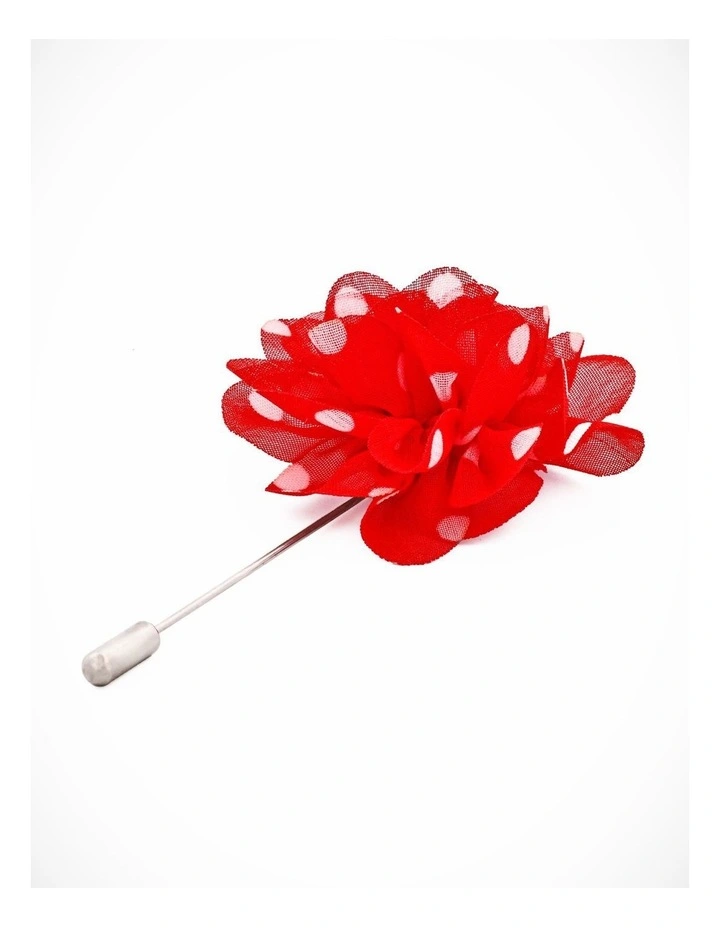 Red White Spot Flower Lapel P image 2