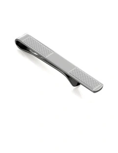 Rhodium Plated Sterling Silver Patterned Tie Slide 50mm