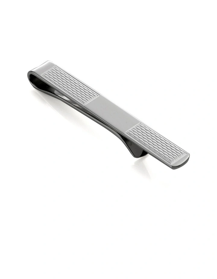 Rhodium Plated Sterling Silver Patterned Tie Slide 50mm image 1