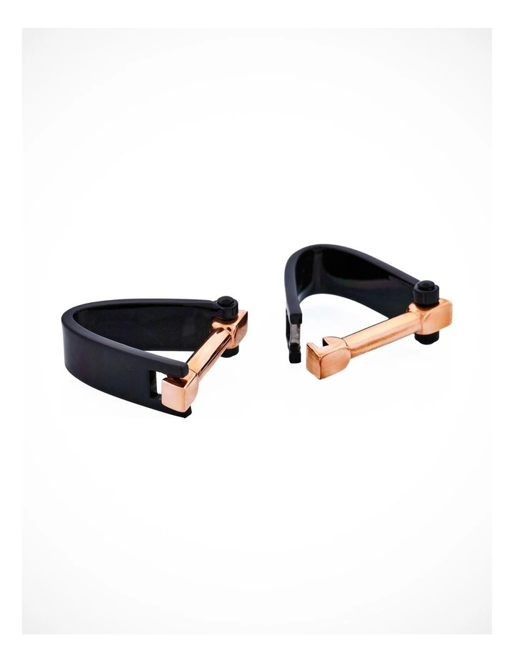 Black & Rose Gold Plated Wrap Around Cufflinks image 2