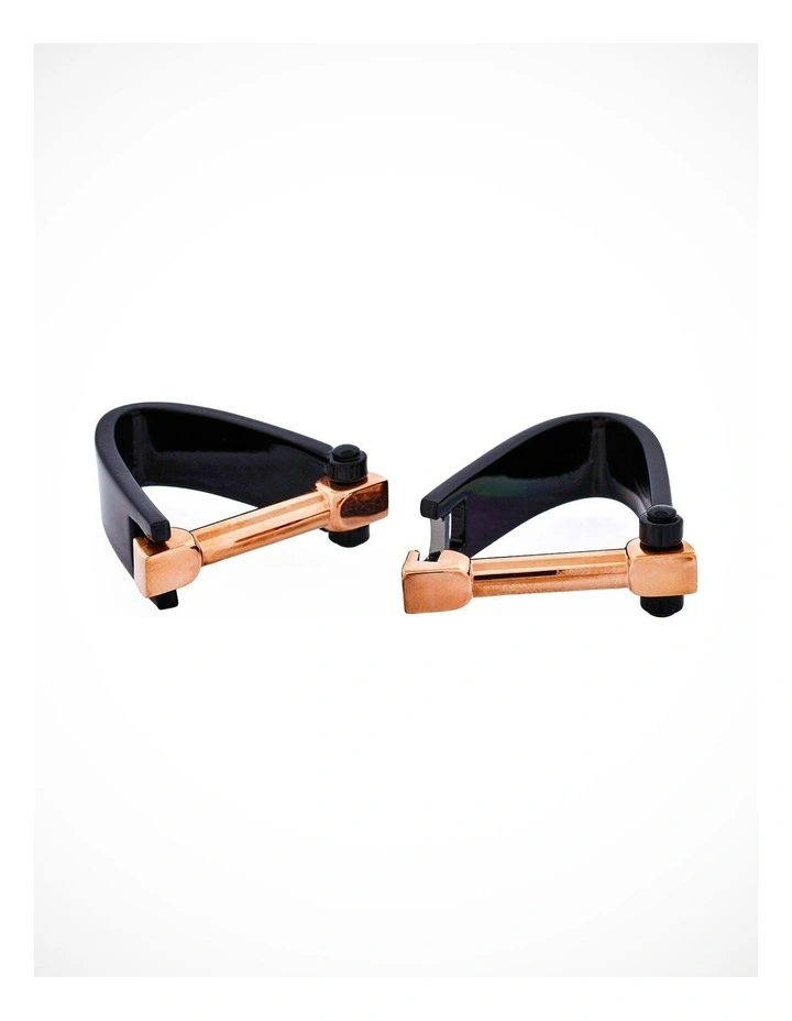Black & Rose Gold Plated Wrap Around Cufflinks image 3