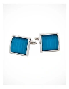 Aqua Cats Eye Domed Square Cufflinks
