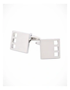 Brush Rhodium Plated Cufflinks