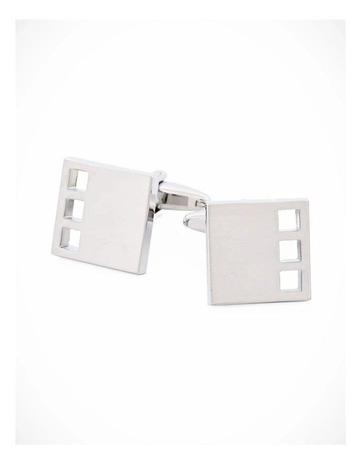 Brush Rhodium Plated Cufflinks image 1
