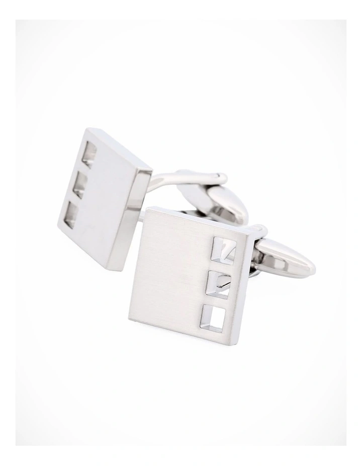 Brush Rhodium Plated Cufflinks image 3