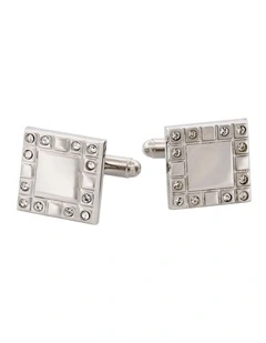 Rhodium Plated Cz Square Cufflinks