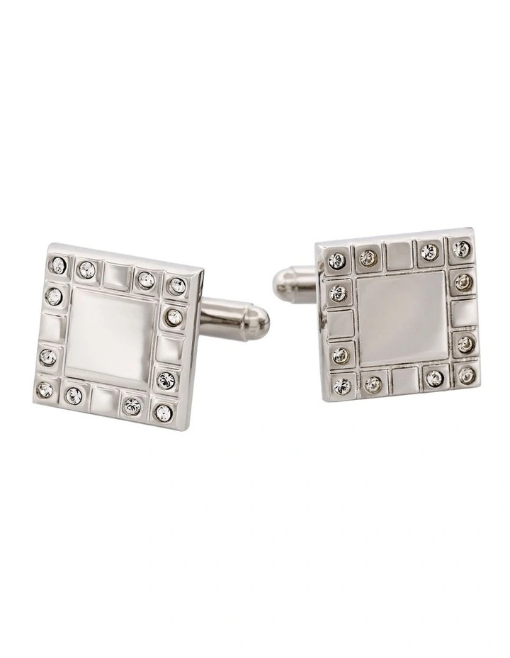 Rhodium Plated Cz Square Cufflinks image 1