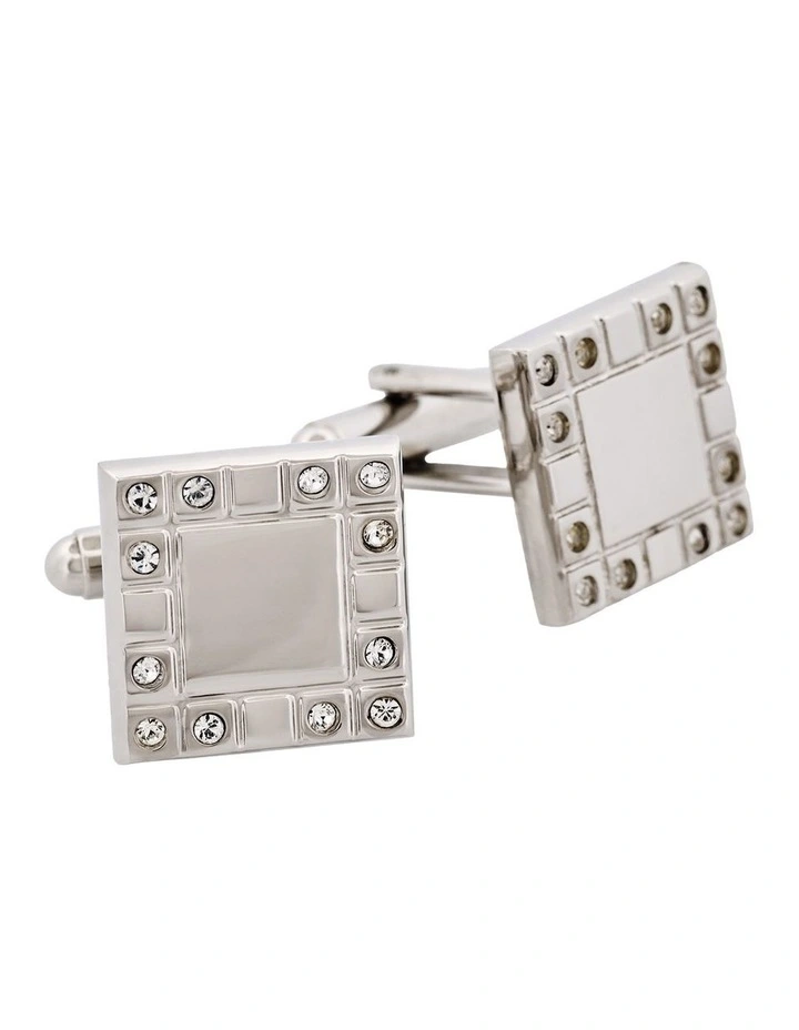 Rhodium Plated Cz Square Cufflinks image 2