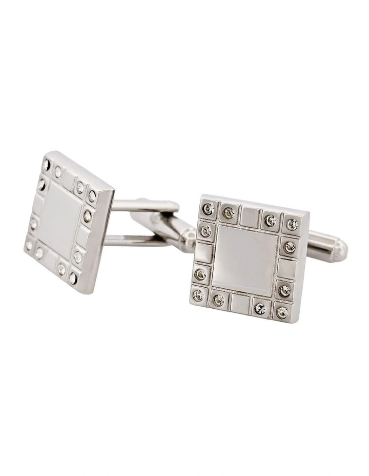 Rhodium Plated Cz Square Cufflinks image 3