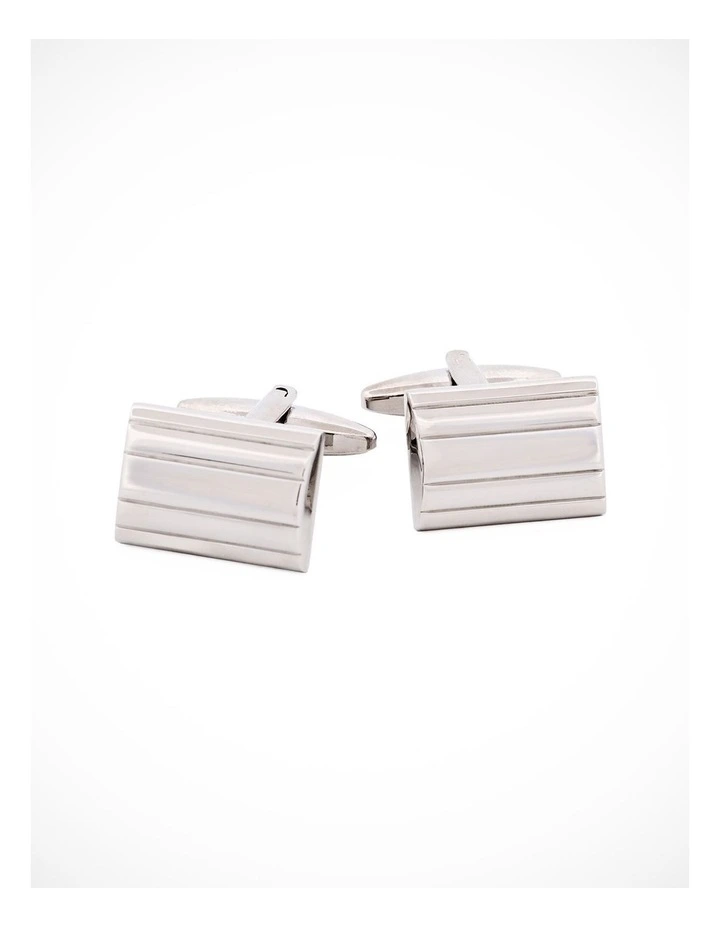 Brush Rhodium Plated Cufflinks image 1