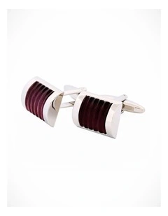Purple Ribbed Cat's Eye Cufflinks