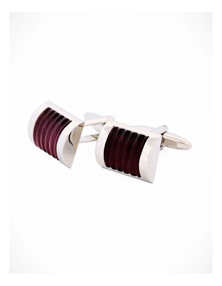 Purple Ribbed Cat's Eye Cufflinks image 1