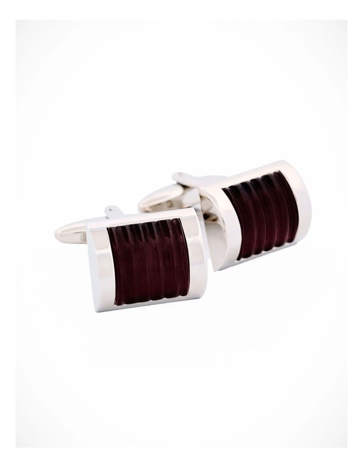 Purple Ribbed Cat's Eye Cufflinks image 2
