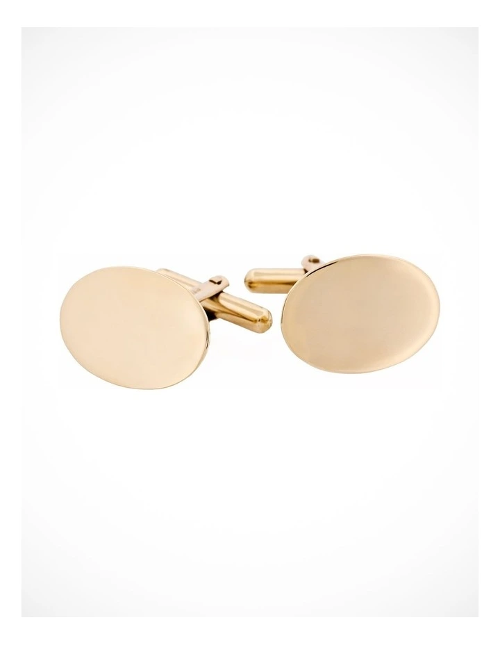 9ct Yellow Gold Plain Oval Cufflinks image 1