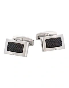 Stainless SteelIon Plated Black Patterned Cufflinks