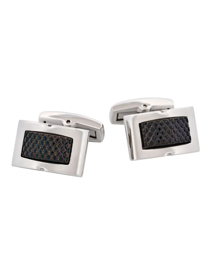 Stainless SteelIon Plated Black Patterned Cufflinks image 1