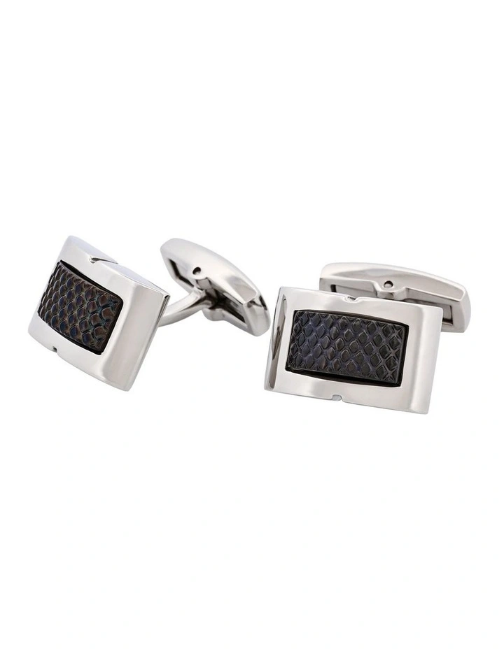 Stainless SteelIon Plated Black Patterned Cufflinks image 3