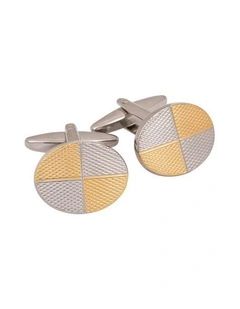 Rhodium & Gold Plated Oval Cufflinks
