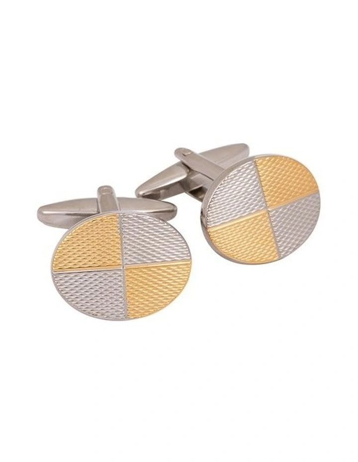 Rhodium & Gold Plated Oval Cufflinks image 1
