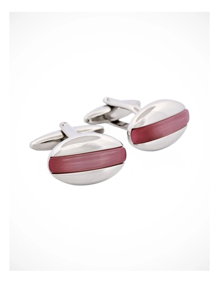 Lilac Cats Eye Oval Cufflinks image 2