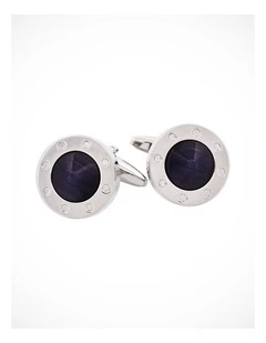Black Round Cats Eye Cufflinks