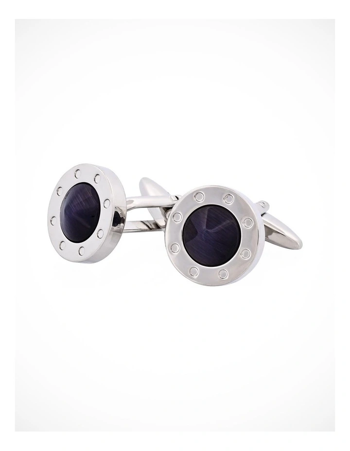 Black Round Cats Eye Cufflinks image 3