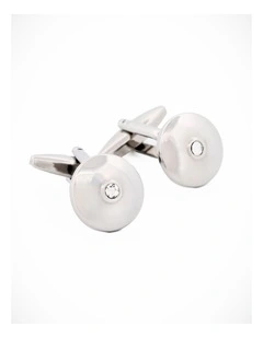 Rhodium Plated Crystal Cufflinks