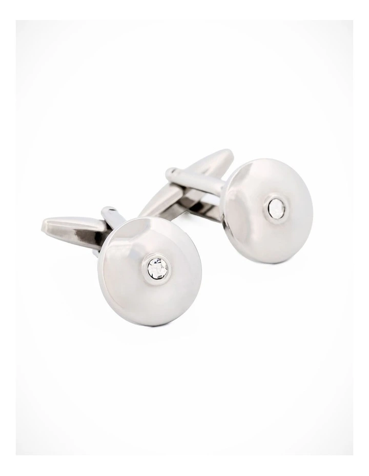 Rhodium Plated Crystal Cufflinks image 1