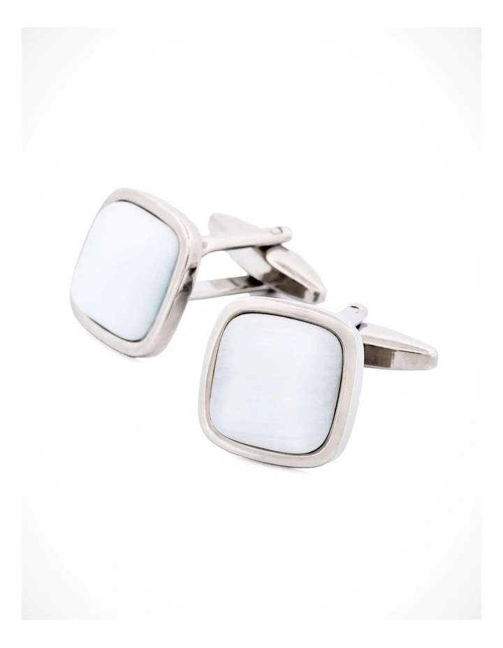 White cat's eye Cufflinks image 2
