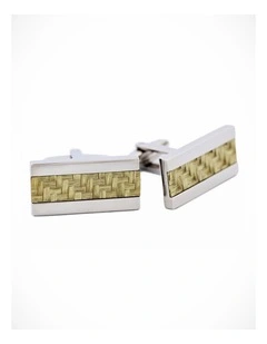 Stainless Steel and Yellow Fibreglass Cufflinks