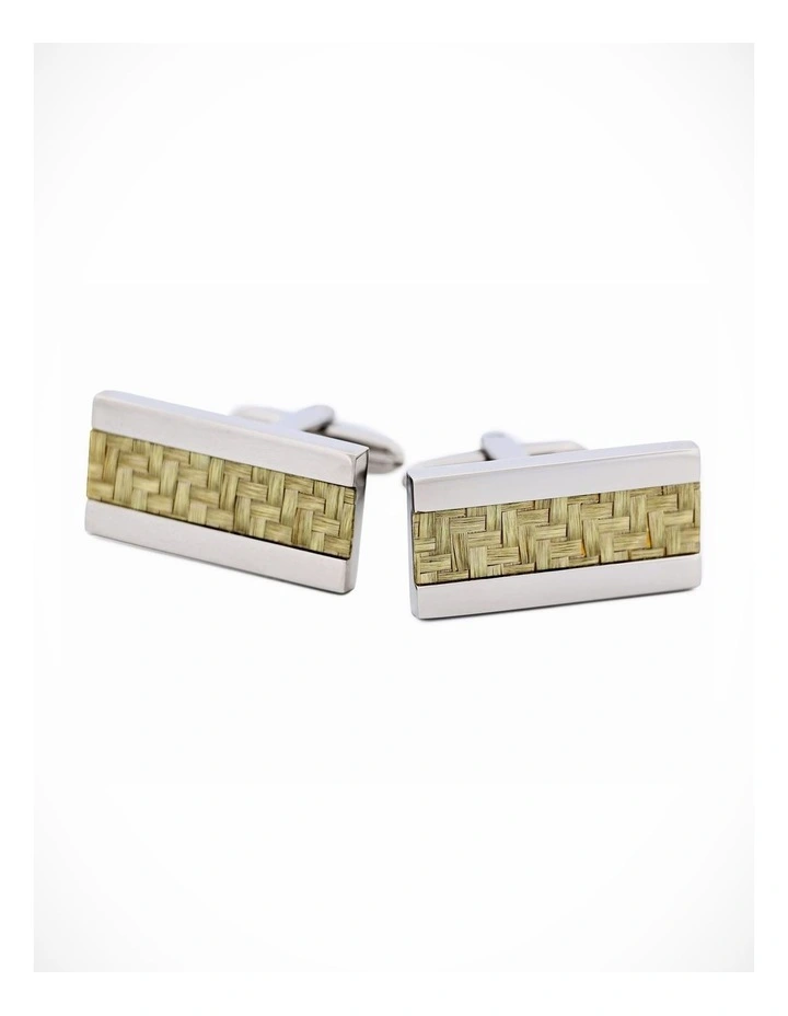 Stainless Steel and Yellow Fibreglass Cufflinks image 2